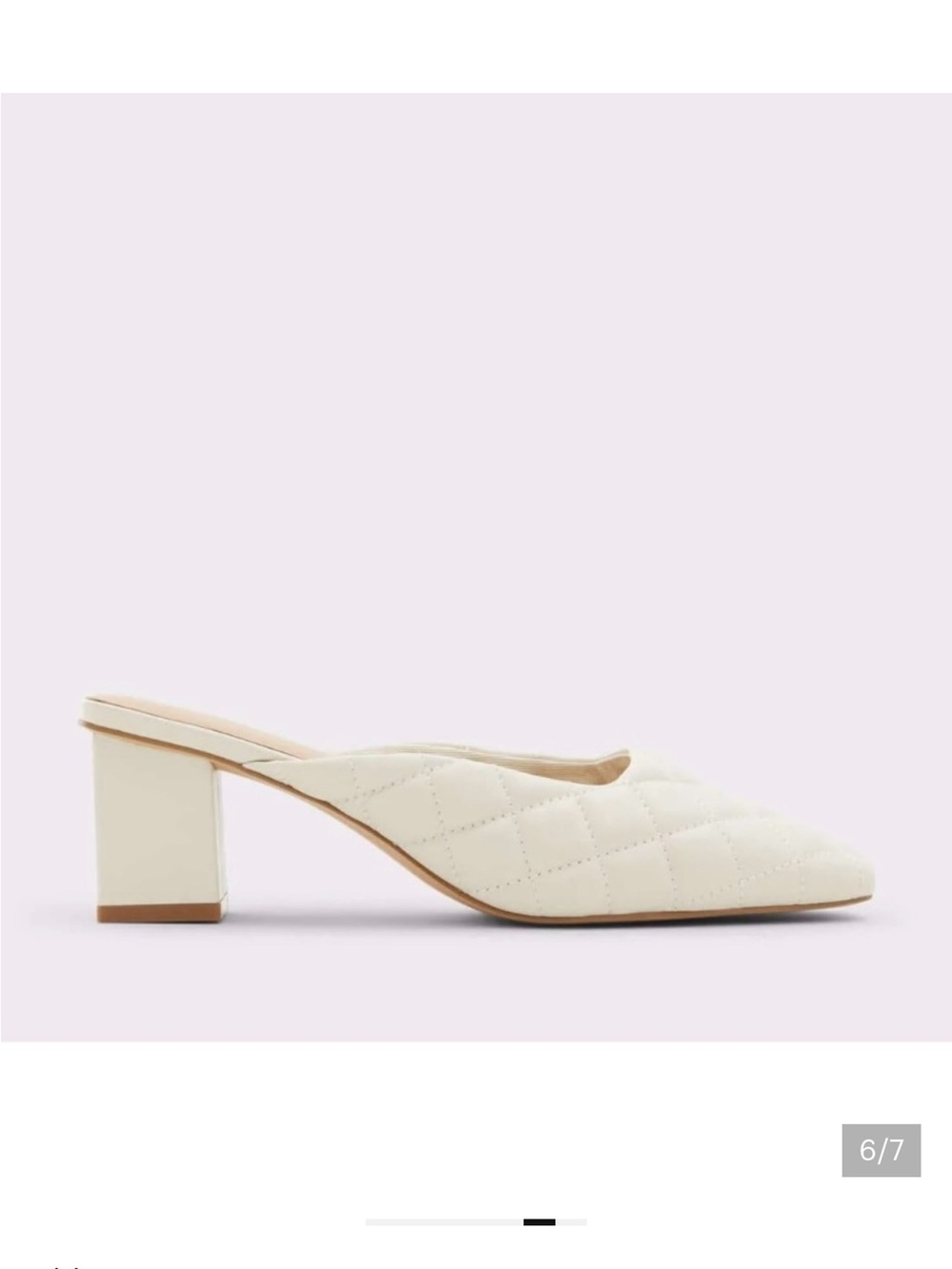 ALDO Quilted Genuine Leather Cream Block Heel Mule